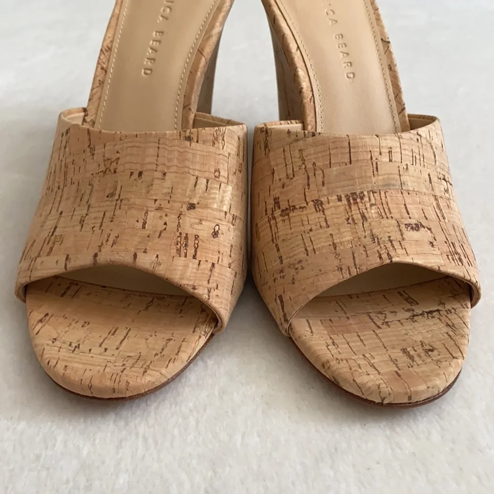 Veronica Beard | Dali Cork Slip On Wedge Heel Sandal Natural/Tan (9) - Picture 4 of 14